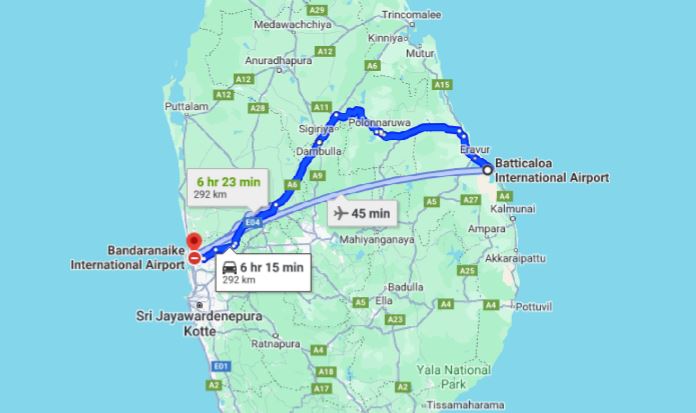 Batticaloa Airport (BTC) to Colombo Airport (CMB) City Private Transfer