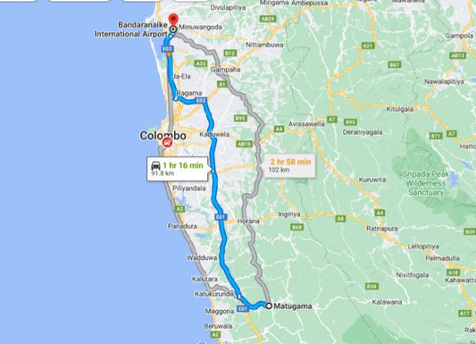 Mathugama City to Colombo Airport (CMB) Private Transfer