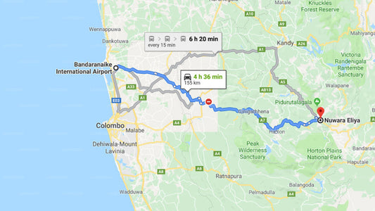 Transfer between Colombo Airport (CMB) and Grand Hotel, Nuwara Eliya