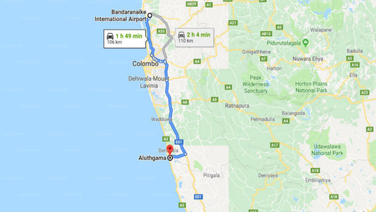 Transfer between Colombo Airport (CMB) and Hotel Nilwala, Aluthgama