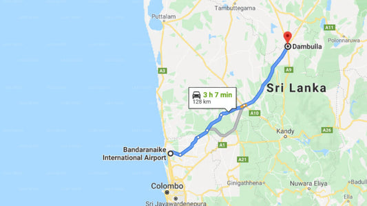 Transfer between Colombo Airport (CMB) and Sundaras Resort, Dambulla