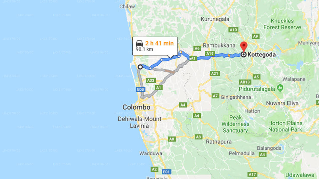 Transfer between Colombo Airport (CMB) and Villa Nicomar, Kottegoda