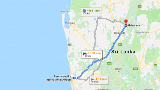 Transfer between Colombo Airport (CMB) and The Ficus Grove, Habarana