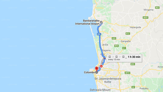 Transfer between Colombo (CMB) Airport and Maniumpathy Hotel, Colombo