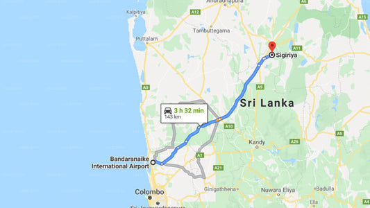 Transfer between Colombo Airport (CMB) and Sigiriya Jungles, Sigiriya