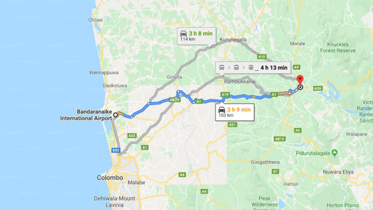 Transfer between Colombo Airport (CMB) and Winter Villa, Kandy