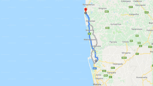 Transfer between Colombo Airport (CMB) and Chilaw Far Inn Village, Chilaw