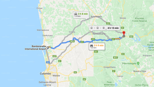 Transfer between Colombo Airport (CMB) and Villa Sukum, Kandy