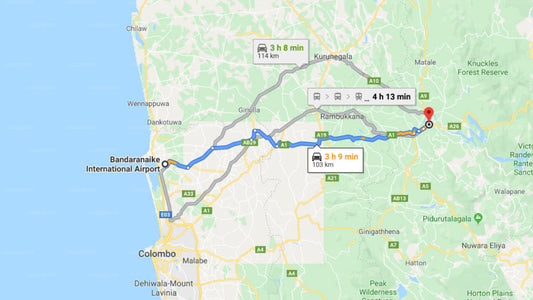 Transfer between Colombo Airport (CMB) and Villa Begonia, Kandy, Kandy