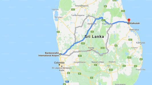Transfer between Colombo Airport (CMB) and Royal Pearl Guest House, kalkudah